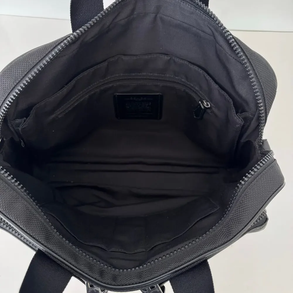 Coach Rider Briefcase Leather Nylon Business Travel Laptop Bag Black 6705
